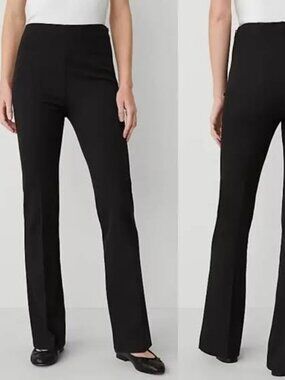 NWT Ann Taylor Black Side Zip Skinny Flare Pants Size 16 Petite